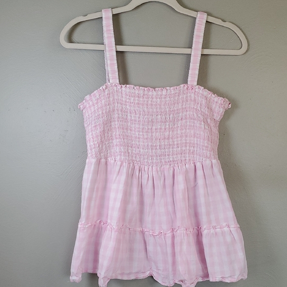 Hailey & Co. Tops - Hailey & Co. Pink Gingham Smocked Top. Large